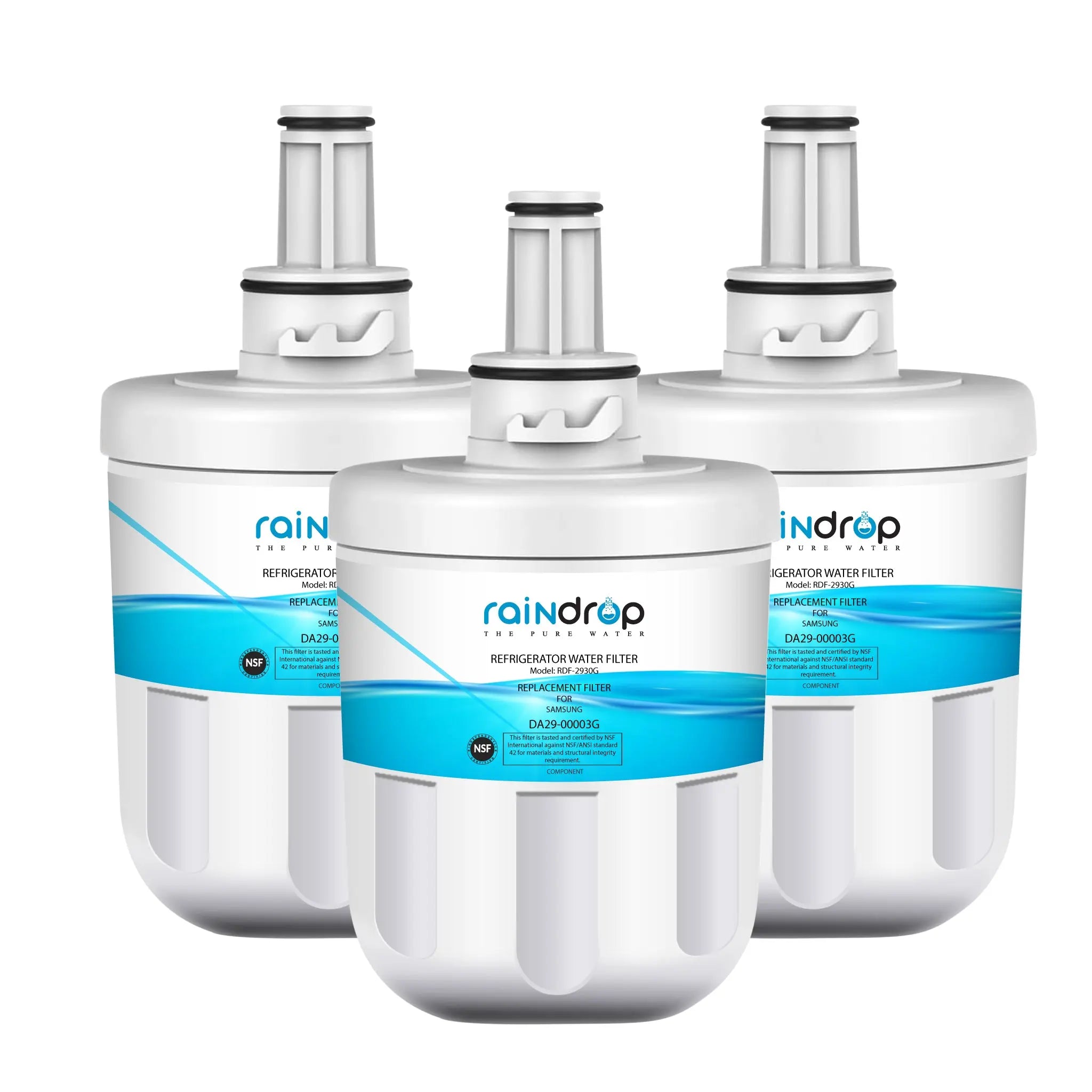 Raindrop RDF-2930G compatible Samsung DA29-00003G water filter multipack for Samsung refrigerators.