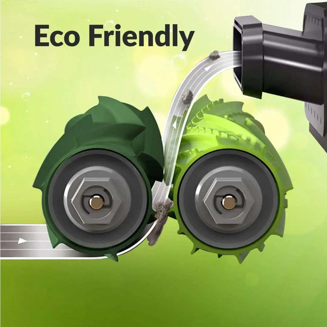 Replacement parts for iRobot Roomba E, I & J Series, featuring high-efficiency filters and side brushes for maximum dirt pickup.