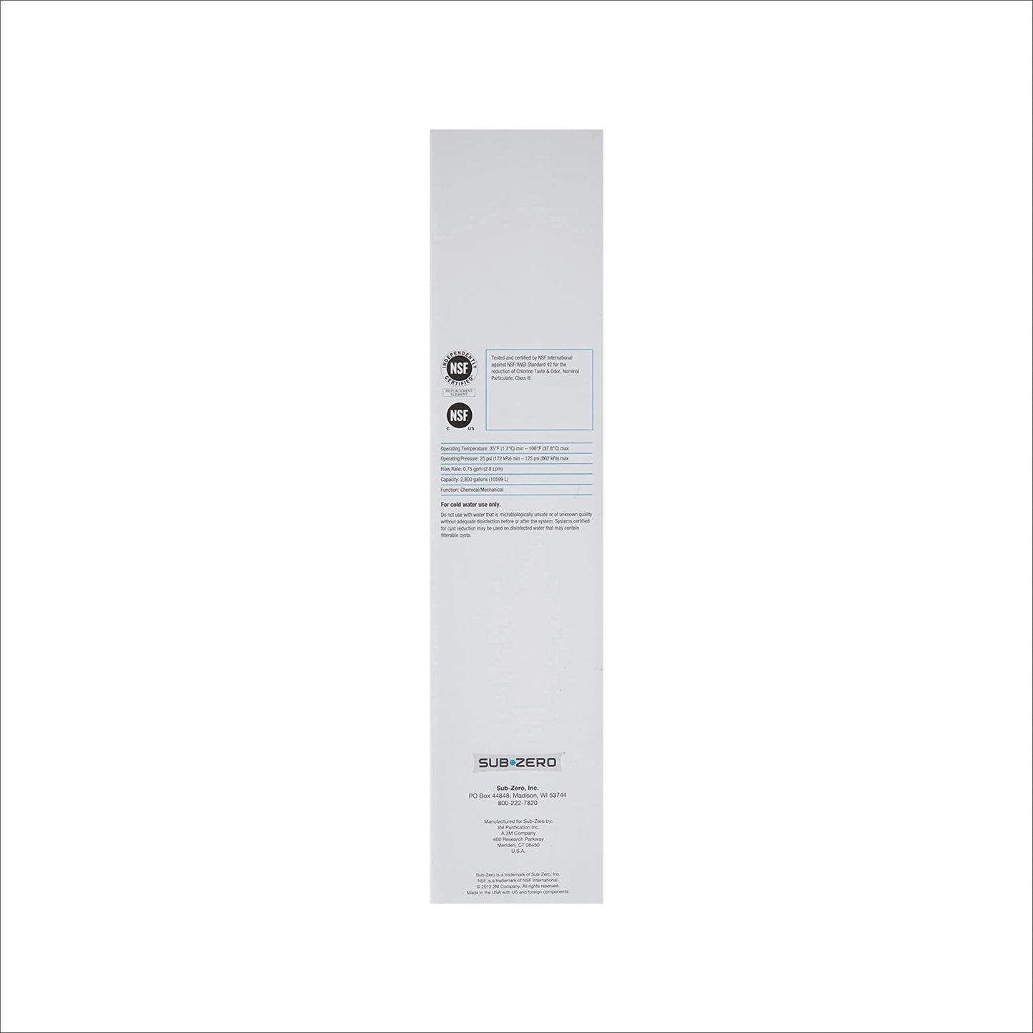 SUB-ZERO 7012333 UC-15 Ice Maker Refrigerator Water Filter