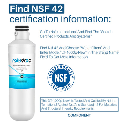 Raindrop Refrigerator Water Filter RDF-1010P Compatible for LG LT1000P