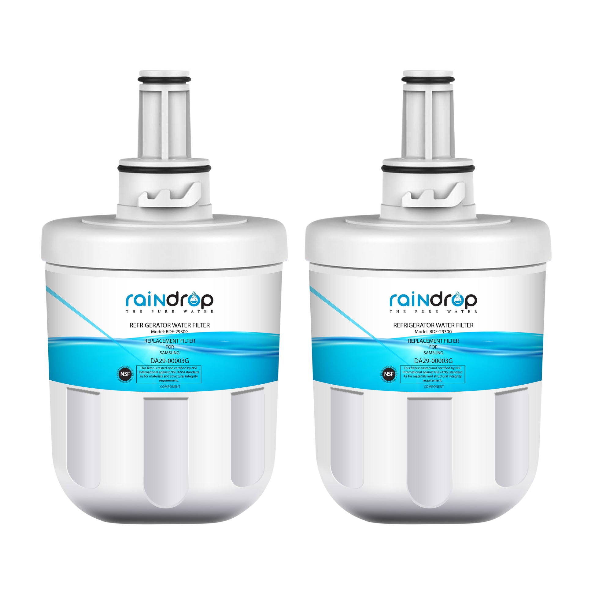 Raindrop RDF-2930G water filter with retail box, compatible replacement for Samsung DA29-00003G refrigerators.