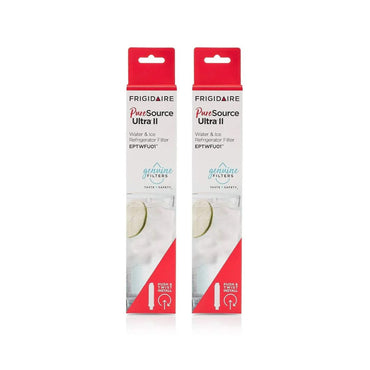 Two Frigidaire PureSource Ultra II EPTWFU01 water filter boxes placed side by side on a white background