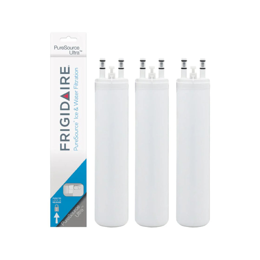 Three Frigidaire ULTRAWF PureSource Ultra replacement refrigerator water filters for purified ice and drinking water