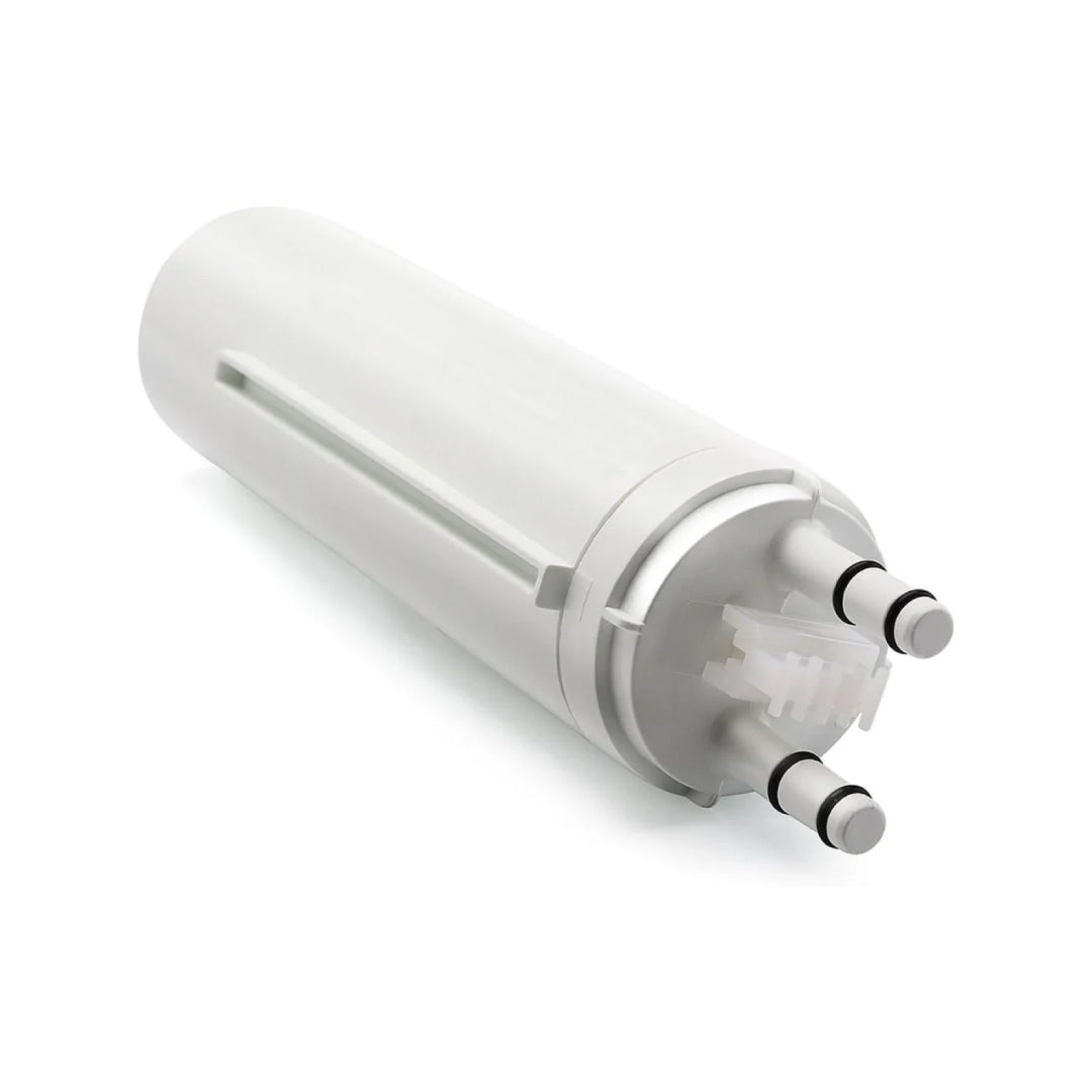 Close-up of Frigidaire ULTRAWF refrigerator water filter showing twist-to-lock installation connection