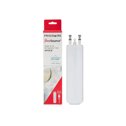 Frigidaire PureSource 3 WF3CB refrigerator water filter shown with red and white retail box featuring lime water design