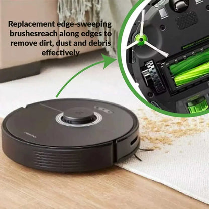 Replacement edge-sweeping brushes for iRobot Roomba S Series, reaching along edges to remove dirt, dust, and debris effectively
