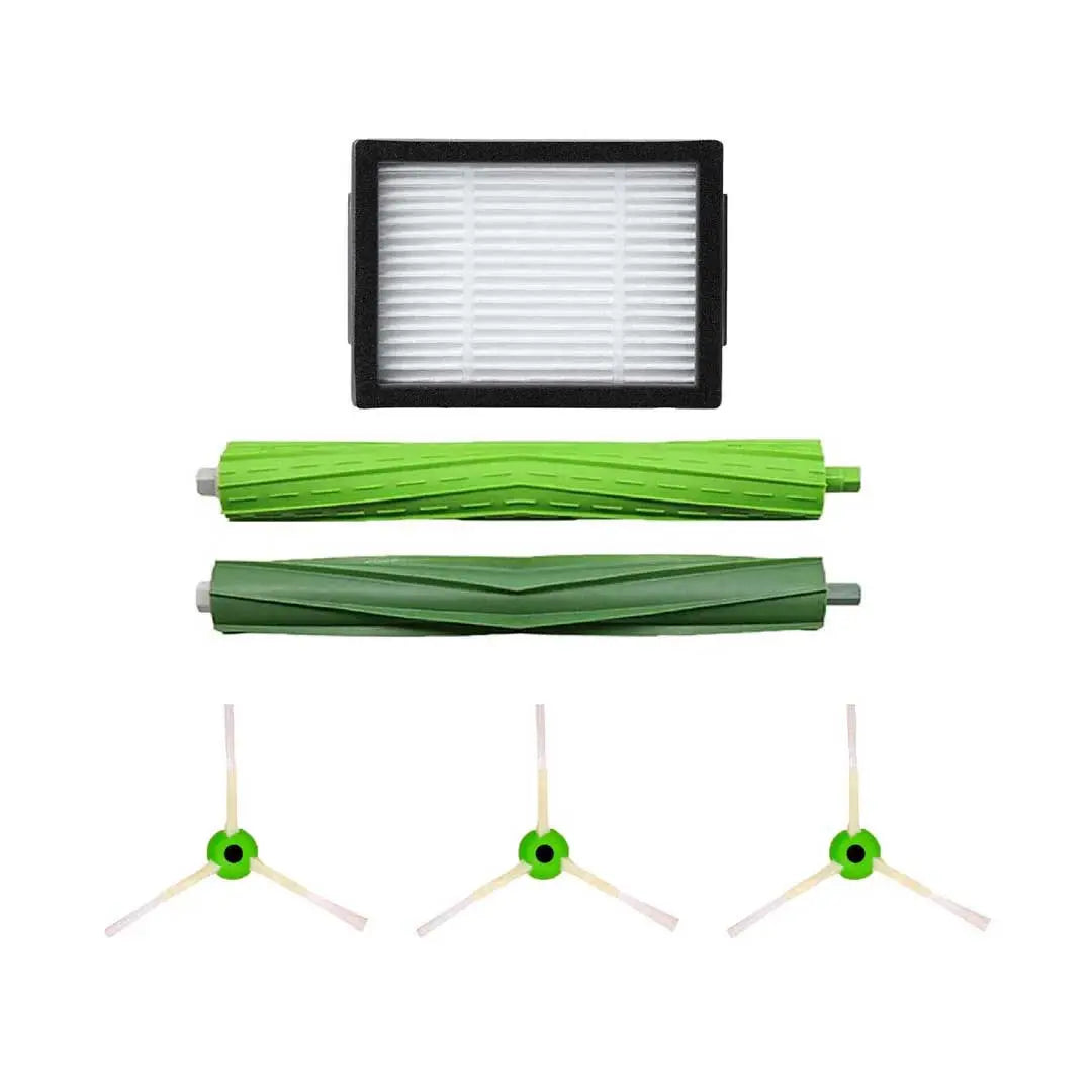iRobot Roomba E, I & J Series Replenishment Kit Replacement, including multi-surface rubber brushes and filters for efficient cleaning.