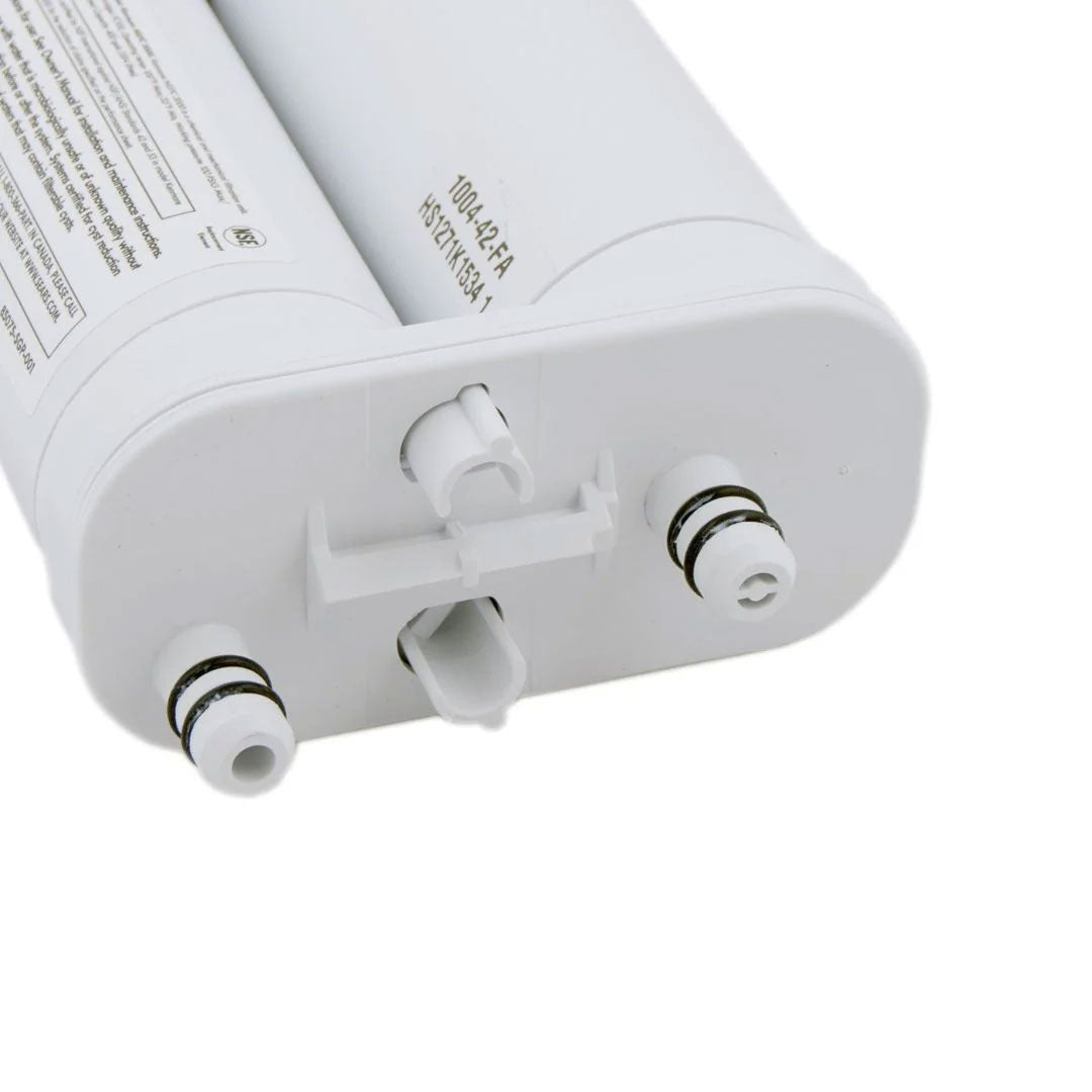 Close-up of Kenmore 9911 refrigerator water filter connection ports and O-rings for easy installation
